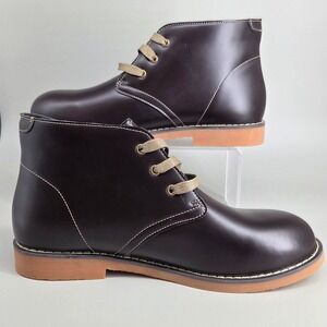 Camel Crown Chukka Boots Mens 8.5 Brown Leather‎ Lace Up Gum Sole Desert Casual